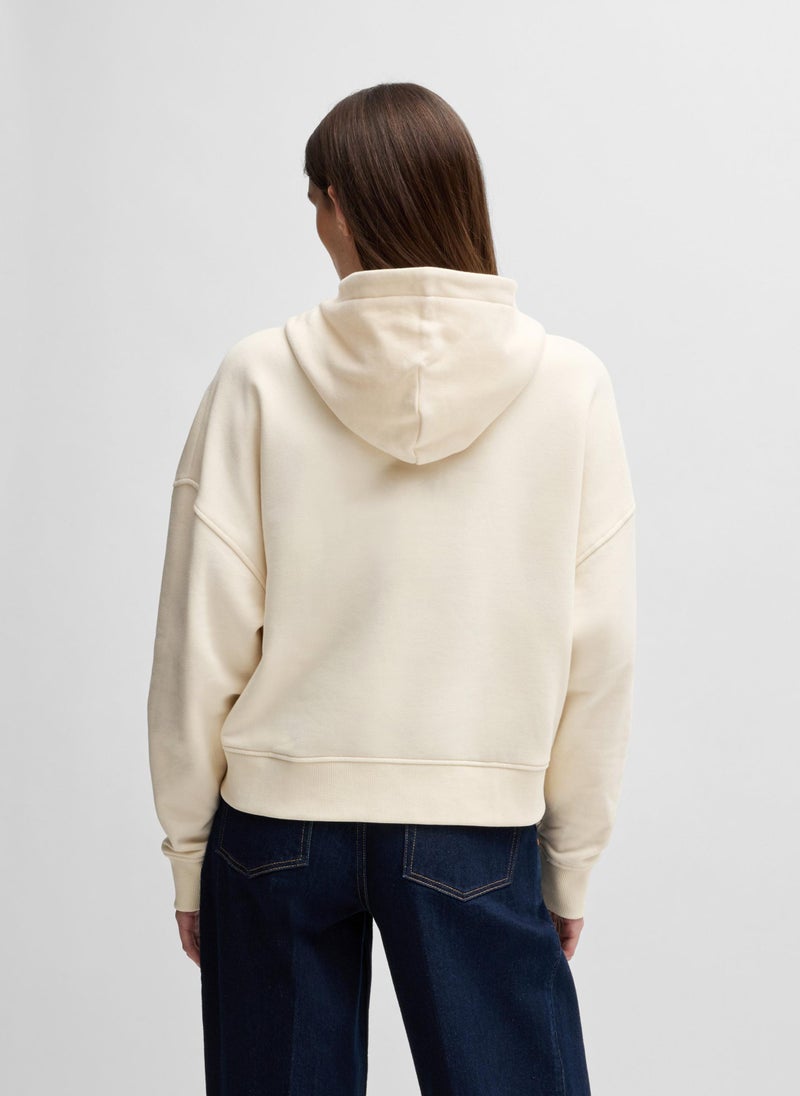 Cotton-terry hoodie with crystal-studded logo