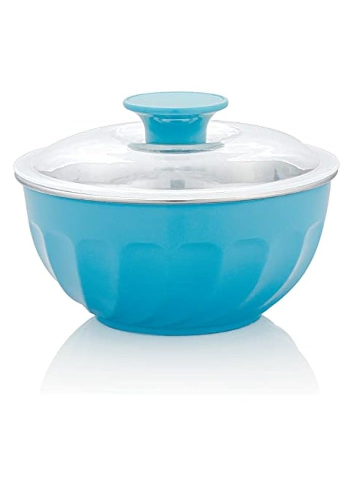 Mixing Bowl Outer Plastic with inner Stainless Steel Mixing & Serving Bowls (BLUE, 600 ML)