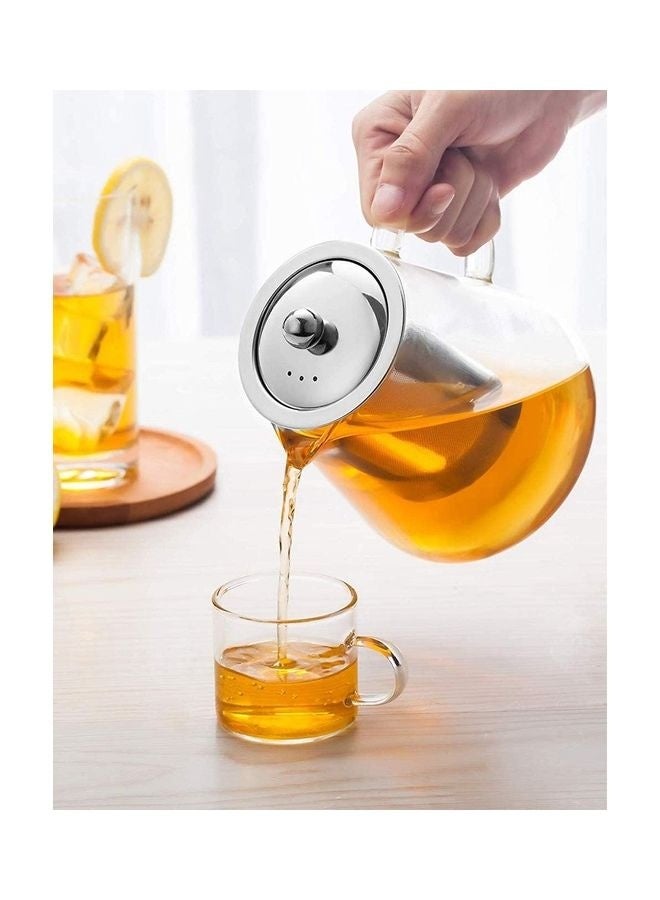 Glass Infuser Teapot With Lid Clear/Silver 950ml