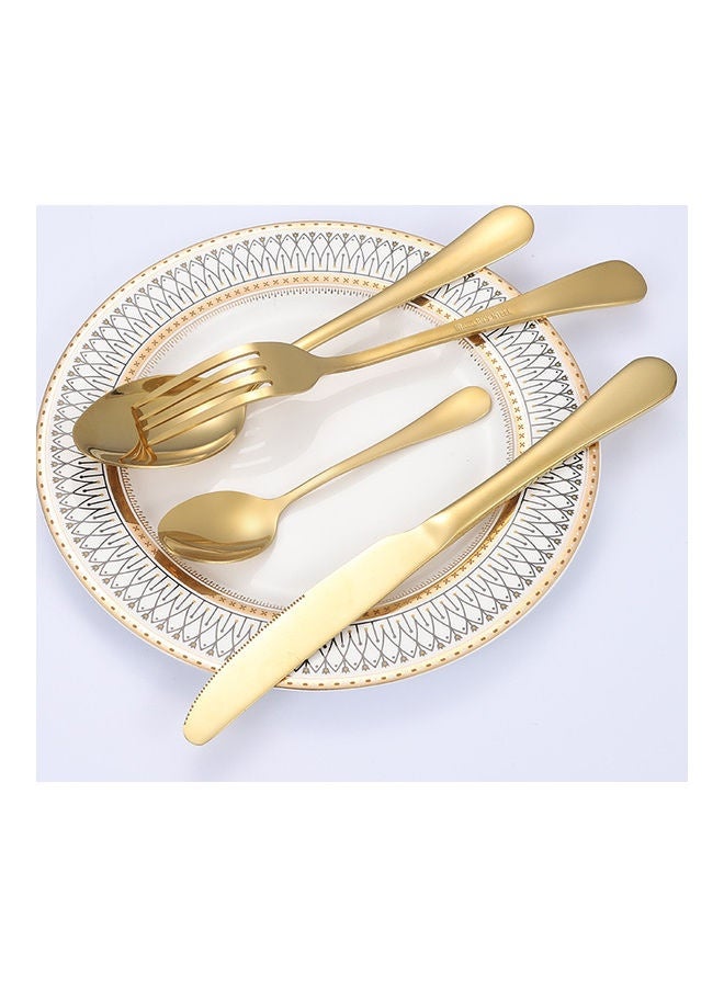 24-Piece Stainless Steel Cutlery Set Gold 23.2cm