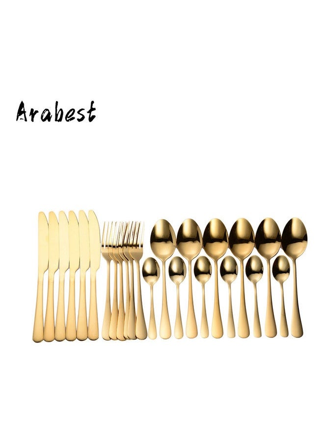 24-Piece Stainless Steel Cutlery Set Gold 23.2cm