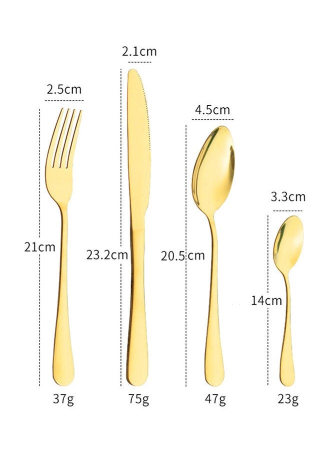 24-Piece Stainless Steel Cutlery Set Gold 23.2cm