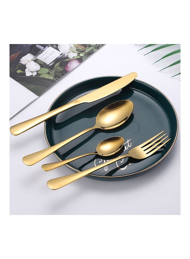 24-Piece Stainless Steel Cutlery Set Gold 23.2cm