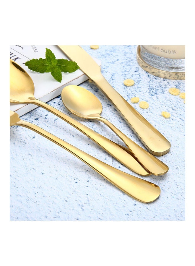 24-Piece Stainless Steel Cutlery Set Gold 23.2cm