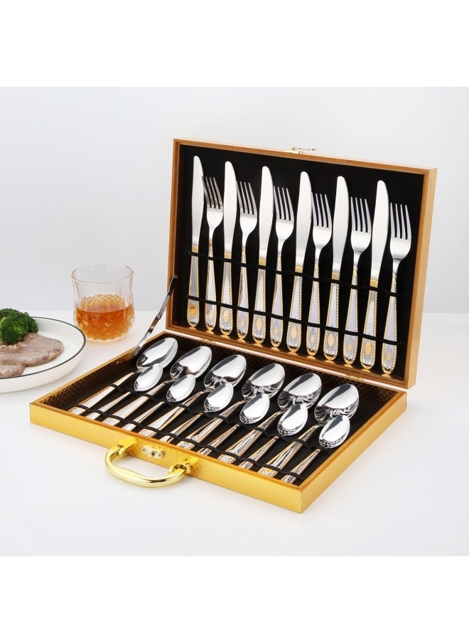 24-Piece Stainless Steel Cutlery Set Silver