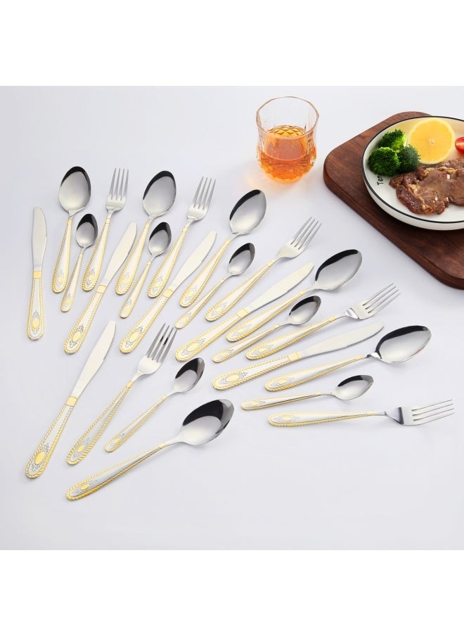 24-Piece Stainless Steel Cutlery Set Silver