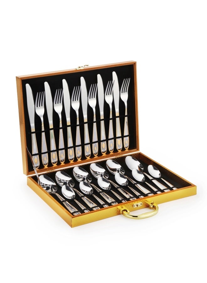 24-Piece Stainless Steel Cutlery Set Silver