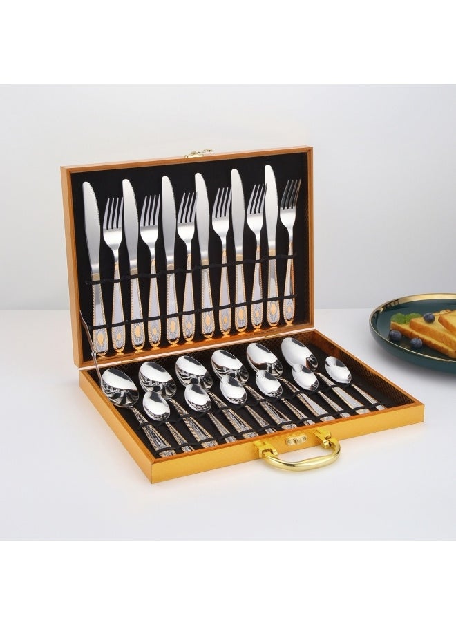 24-Piece Stainless Steel Cutlery Set Silver