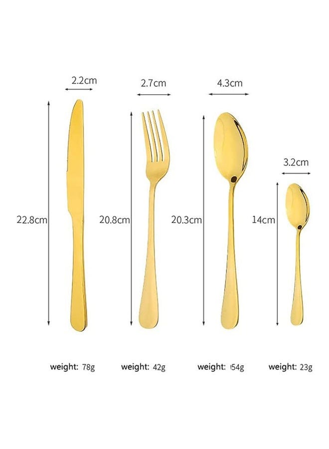 24-Piece Stainless Steel Cutlery Set Gold 14x13x23cm