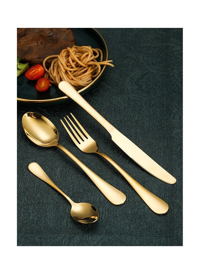 24-Piece Stainless Steel Cutlery Set Gold 14x13x23cm