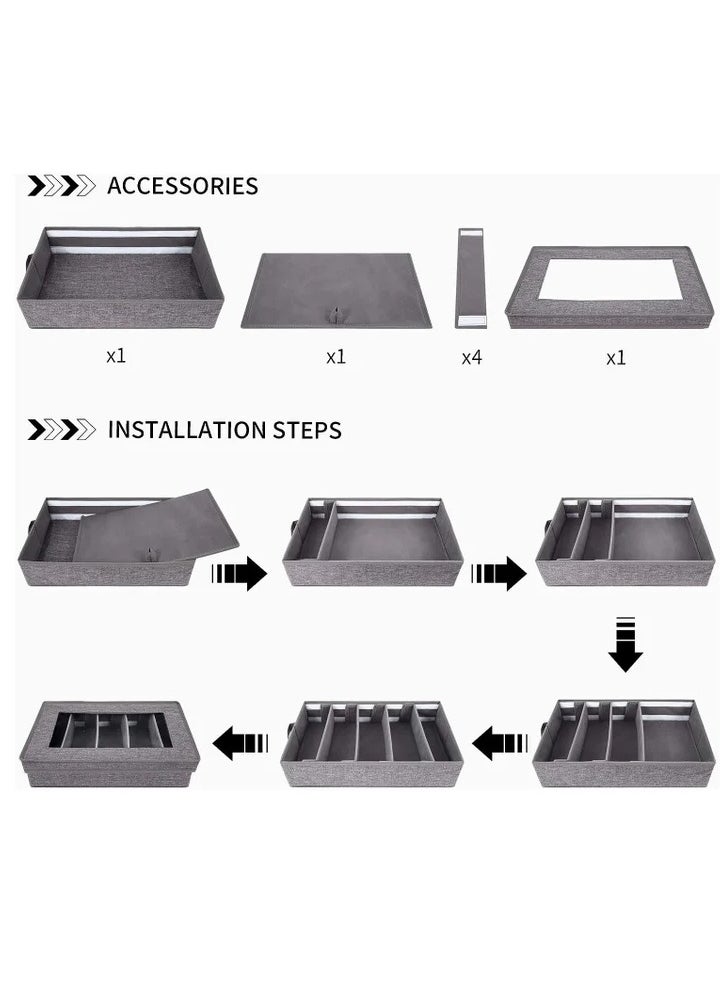 Flatware Storage Case, Silverware Storage Box Chest, Tableware Utensil Chest with Removable Lid and Adjustable Dividers, for Organizing Cutlery, Flatware, Knives, Large Capacity, Gray