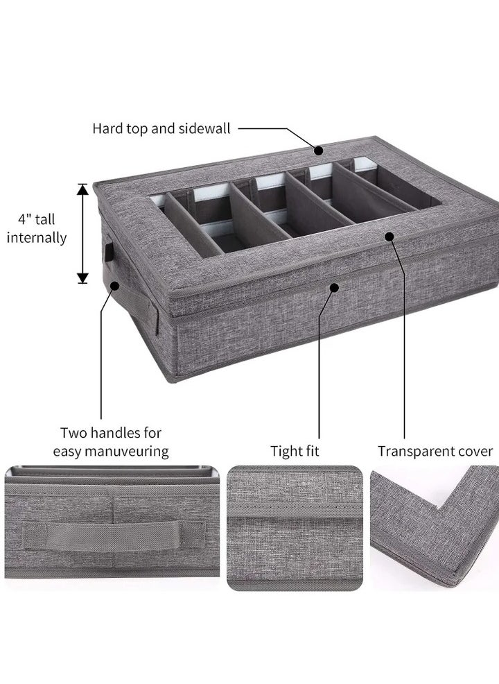 Flatware Storage Case, Silverware Storage Box Chest, Tableware Utensil Chest with Removable Lid and Adjustable Dividers, for Organizing Cutlery, Flatware, Knives, Large Capacity, Gray