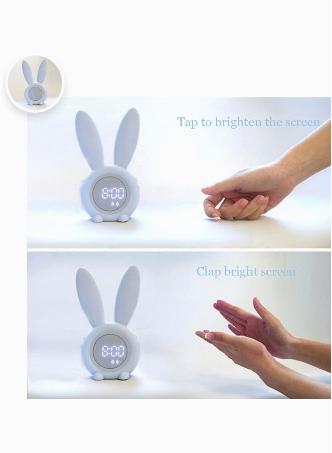 Green Rabbit Alarm Clock, SYOSI Luminous Rabbit Alarm Clock Cartoon Rabbit Lamp LED Silicone Bed Light Multifunctional Home Desktop Decorations Timed Night Light for Kids with Lithium Battery