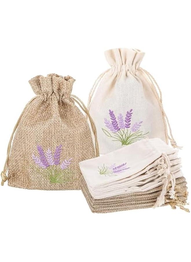 12 PCS Lavender Bags, Sachet Empty Bags Small Jute Bag with Drawstring Cotton Linen Pouch for Filling Spice Herbs Jewellery Wedding