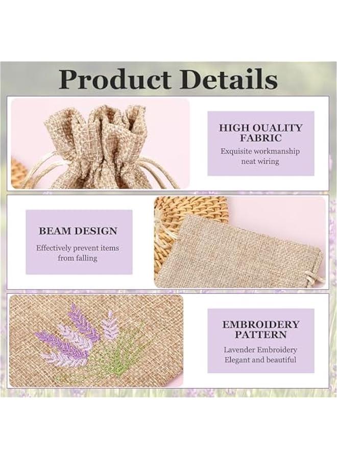 12 PCS Lavender Bags, Sachet Empty Bags Small Jute Bag with Drawstring Cotton Linen Pouch for Filling Spice Herbs Jewellery Wedding