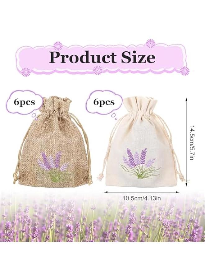 12 PCS Lavender Bags, Sachet Empty Bags Small Jute Bag with Drawstring Cotton Linen Pouch for Filling Spice Herbs Jewellery Wedding