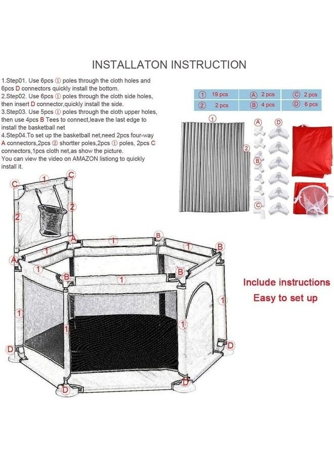 Foldable Baby Fence Activity Center Play Tent 130x130x110cm