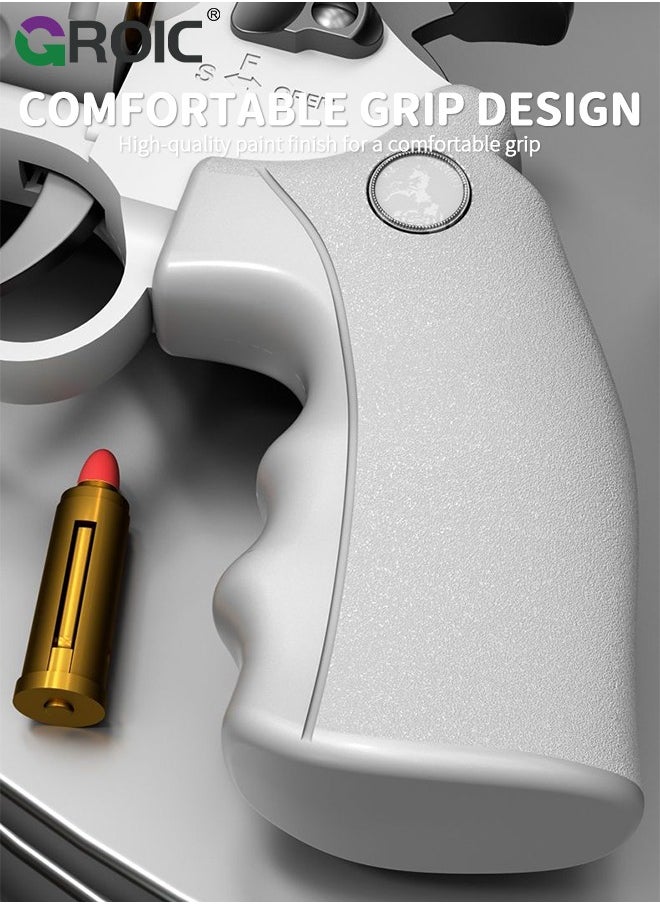 Soft Bullet Gun Toy Revolver Gun, Revolver Gun with 20 PCS Soft Safe Rubber Bullet with Target, Empty Shell Ejecting Toy Gun Pistol & Pull Back Action Toy Gun, Shooting Games Play Toys Revolver Gun
