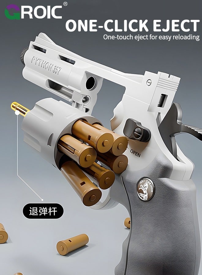 Soft Bullet Gun Toy Revolver Gun, Revolver Gun with 20 PCS Soft Safe Rubber Bullet with Target, Empty Shell Ejecting Toy Gun Pistol & Pull Back Action Toy Gun, Shooting Games Play Toys Revolver Gun