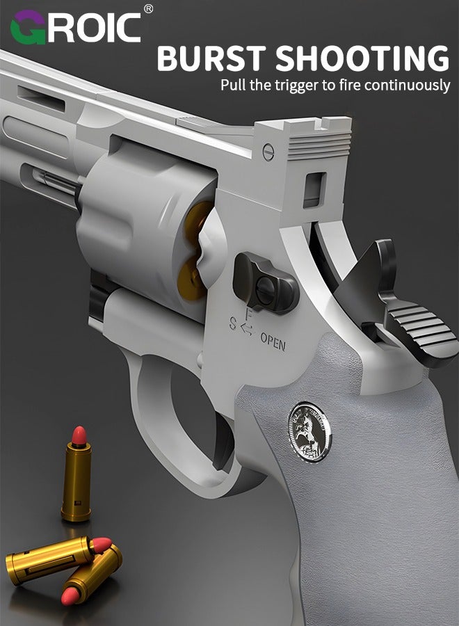 Soft Bullet Gun Toy Revolver Gun, Revolver Gun with 20 PCS Soft Safe Rubber Bullet with Target, Empty Shell Ejecting Toy Gun Pistol & Pull Back Action Toy Gun, Shooting Games Play Toys Revolver Gun
