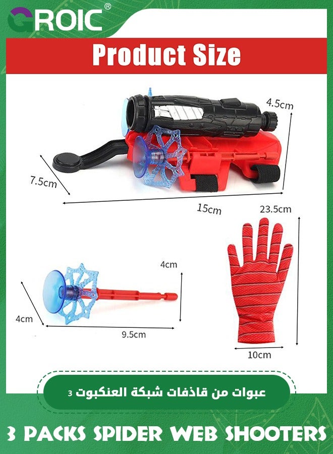 3 Packs Spider Web Shooters, Cosplay Launcher Gloves Hero Launcher with Wrist Toys, Spider Web Launcher Glove, Funny Decorate Children Wrist Toy Gift for Kids