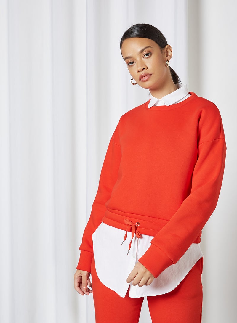 Nora Waist Tie Sweatshirt Fiery Red