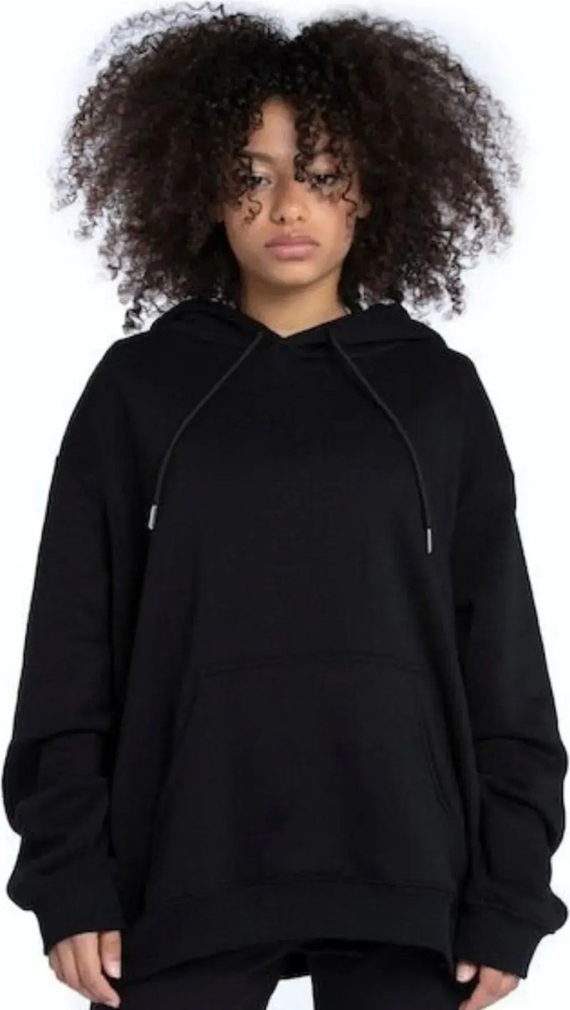 Unisex Black Hooded Basic Sweatshirt