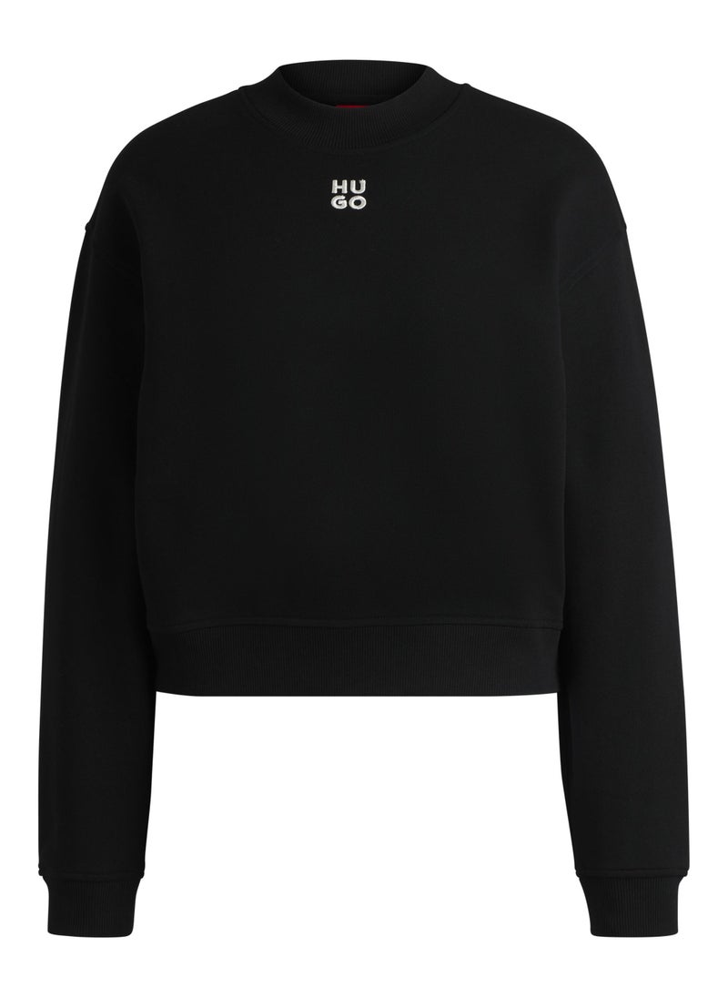 Relaxed-fit cotton-terry sweatshirt with stacked-logo embroidery