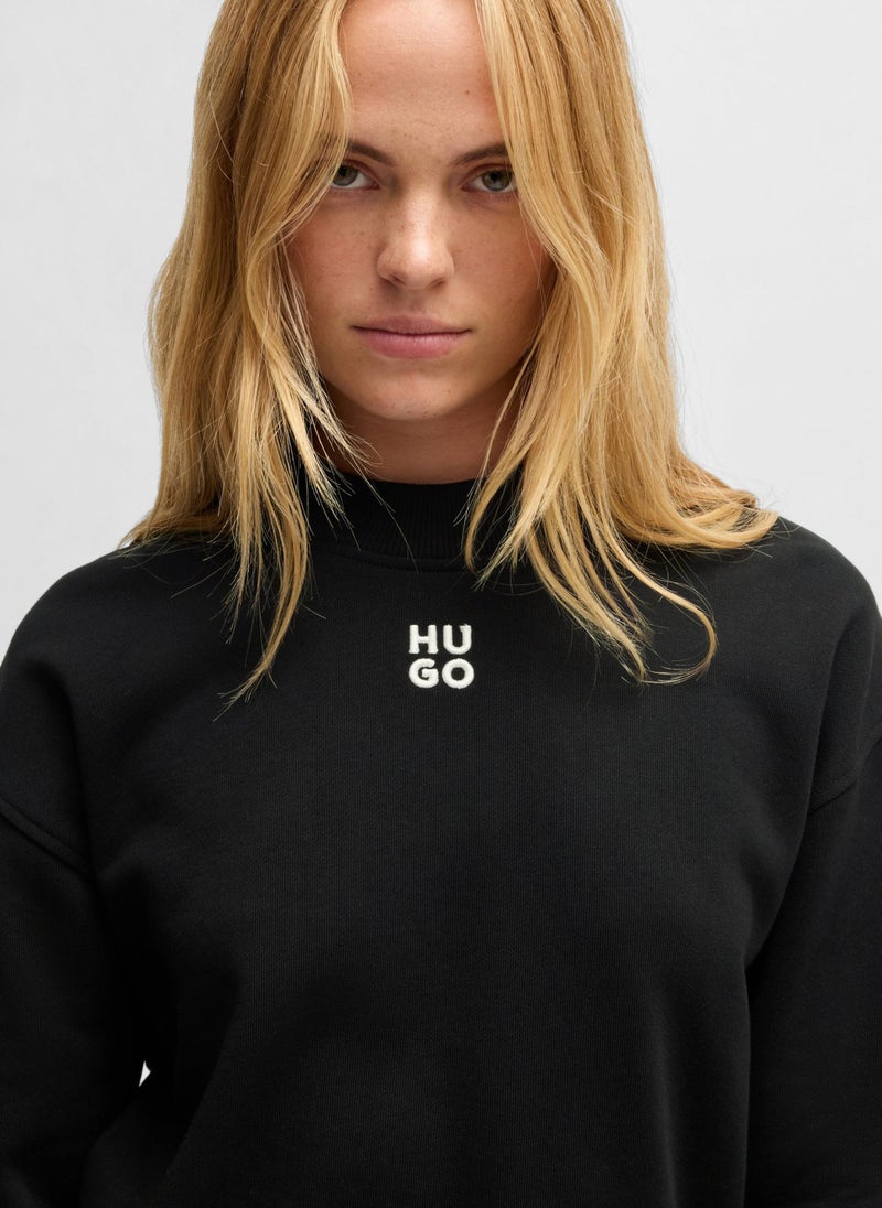 Relaxed-fit cotton-terry sweatshirt with stacked-logo embroidery