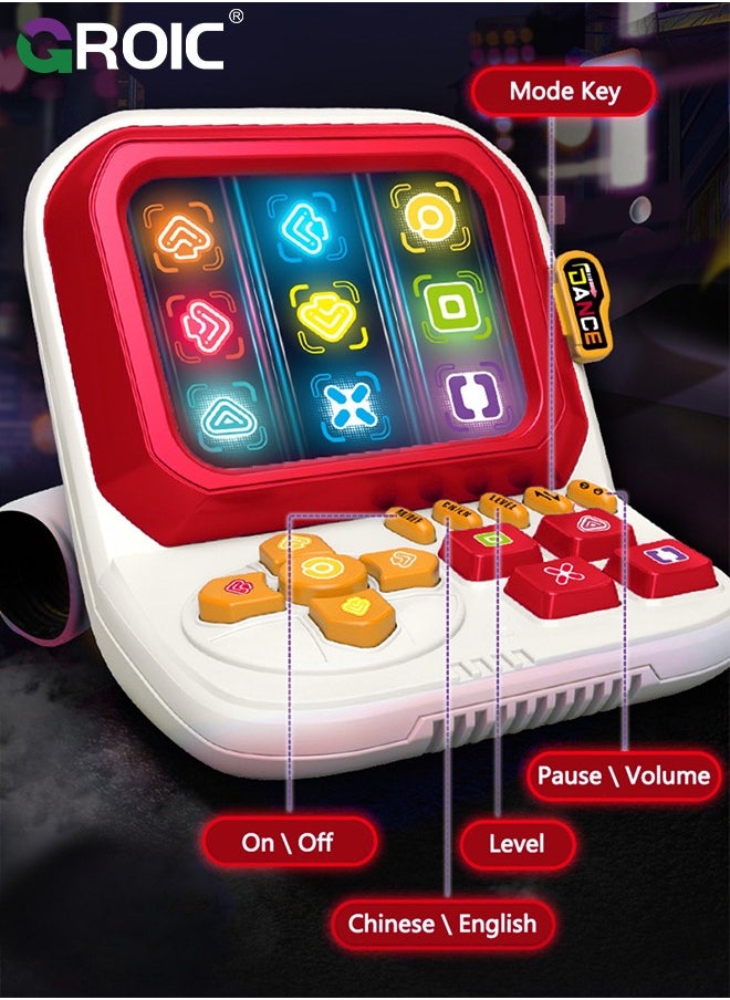 Finger Dance Machine, 3 Modes Finger Dance Game with Music & Light, Rhythm Game Machine, Brain Memory Game Quick Push Game, Electronic Toys Dance Games for Kids & Adult (Red)