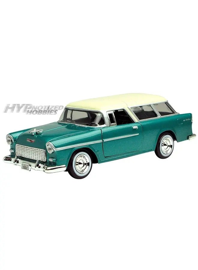 1:24 Scale 1955 Chevy Bel Air American Classics Diecast Model Car - Blue/White Vintage Replica