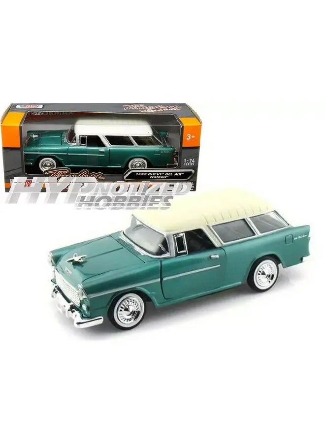 1:24 Scale 1955 Chevy Bel Air American Classics Diecast Model Car - Blue/White Vintage Replica