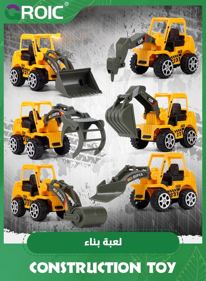 36 PCS Construction Toys Construction Car Toy,Small Construction Vehicles with Construction Vehicles Toys Signs,Small Construction Car Truck Excavator Toys Construction,Bulldozer,Roller,Excavator Toy