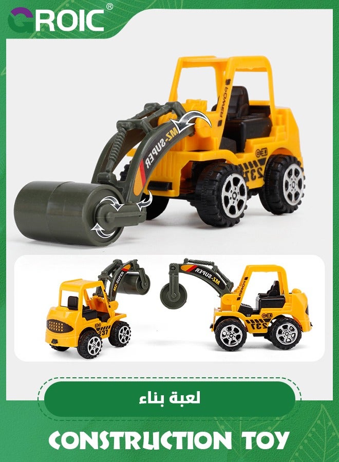 36 PCS Construction Toys Construction Car Toy,Small Construction Vehicles with Construction Vehicles Toys Signs,Small Construction Car Truck Excavator Toys Construction,Bulldozer,Roller,Excavator Toy