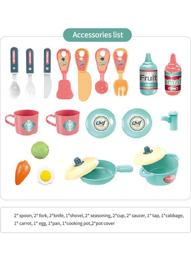 21-Piece 3 In 1 Tableware Suitcase Kitchen Pretend Play Set 54x20.5x43cm