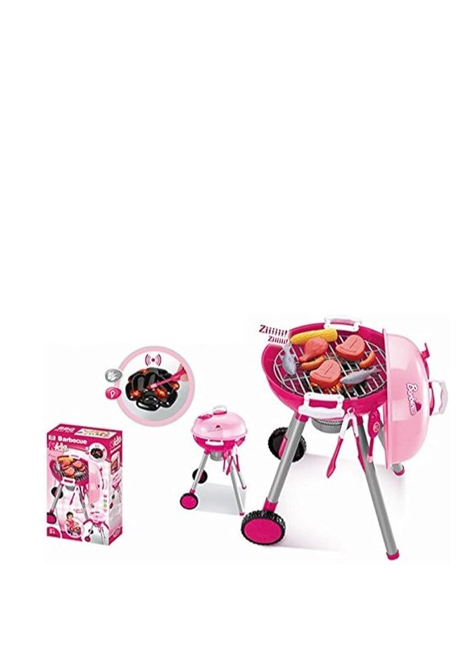 BBQ Grill Pretend Playset for Kids (Pink)