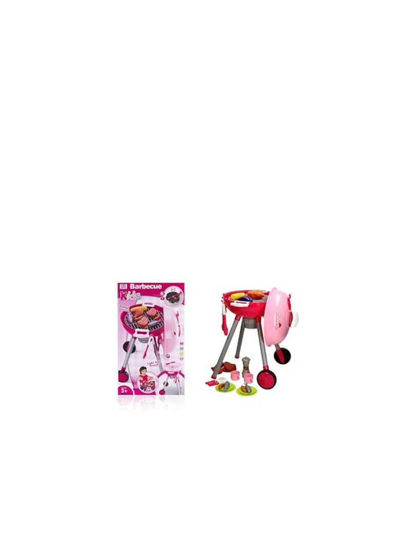 BBQ Grill Pretend Playset for Kids (Pink)