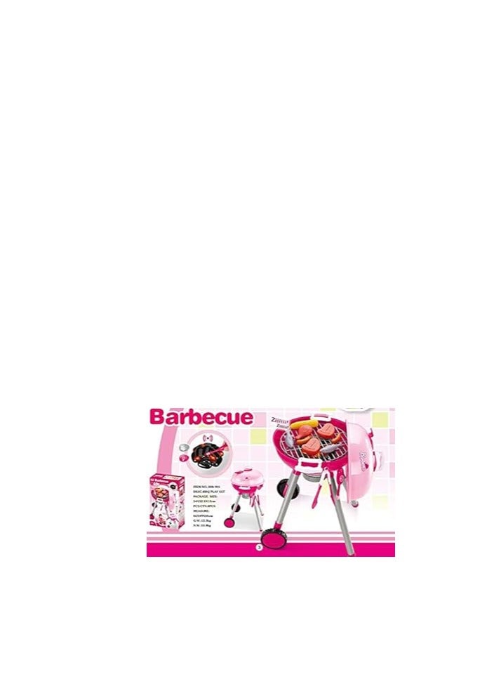 BBQ Grill Pretend Playset for Kids (Pink)