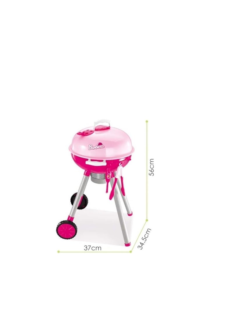 BBQ Grill Pretend Playset for Kids (Pink)