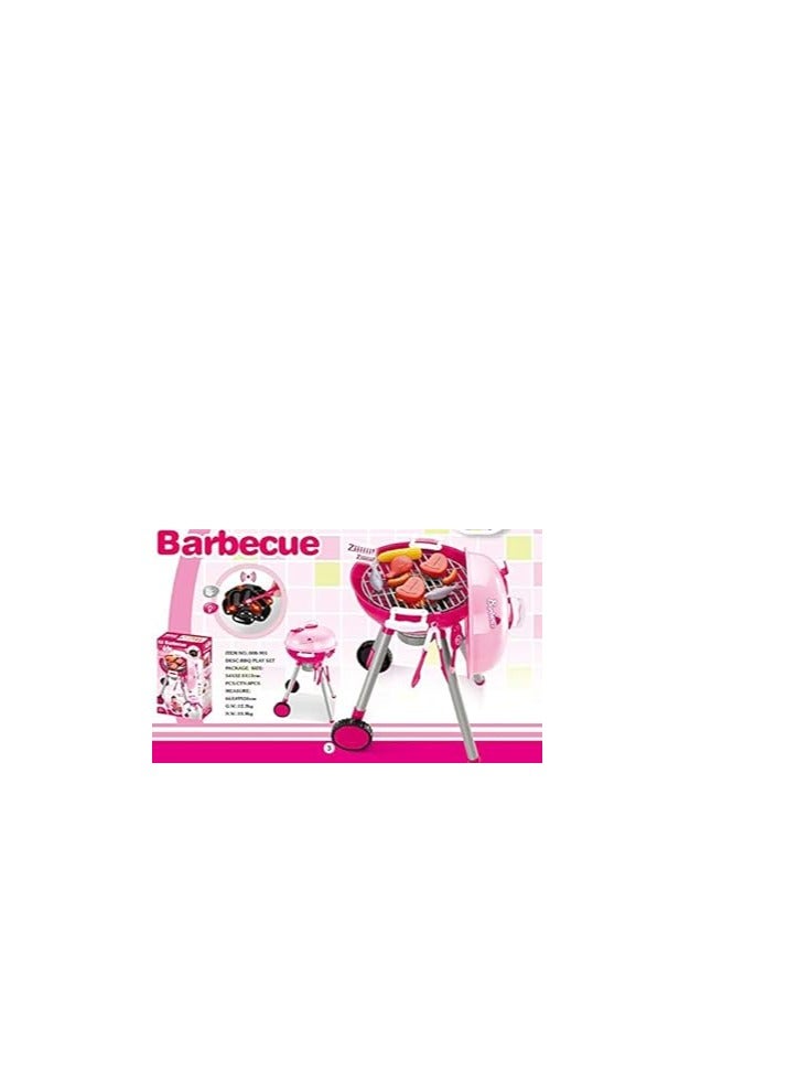 BBQ Grill Pretend Playset for Kids (Pink)