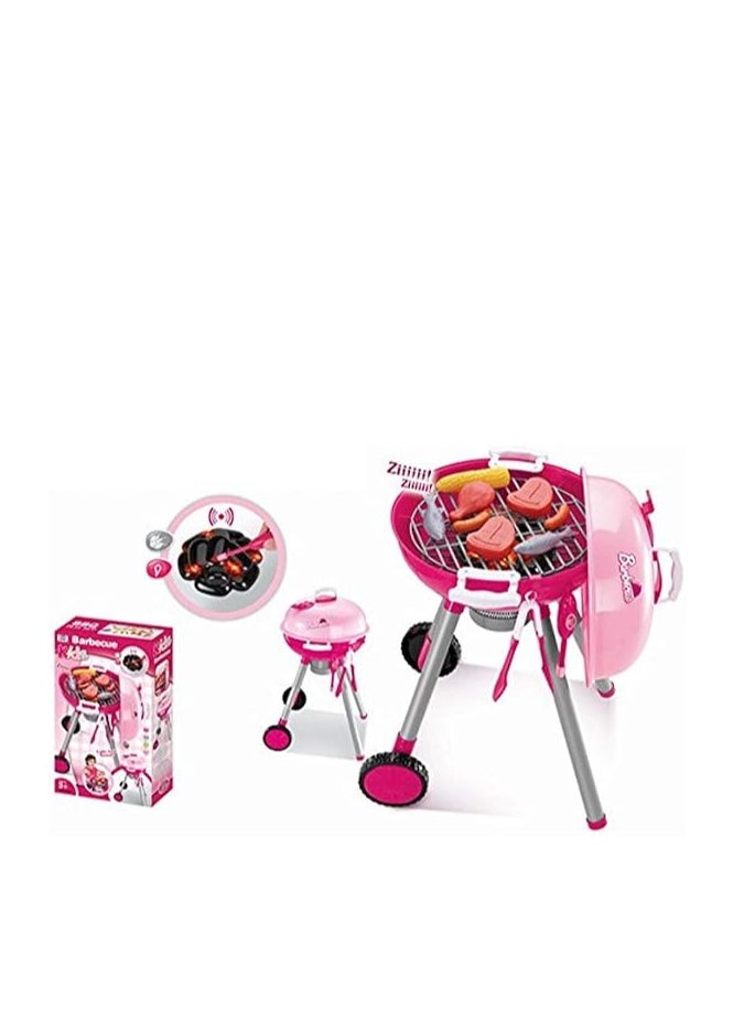 BBQ Grill Pretend Playset for Kids (Pink)