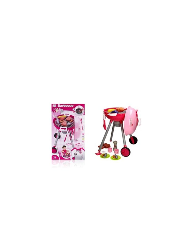 BBQ Grill Pretend Playset for Kids (Pink)