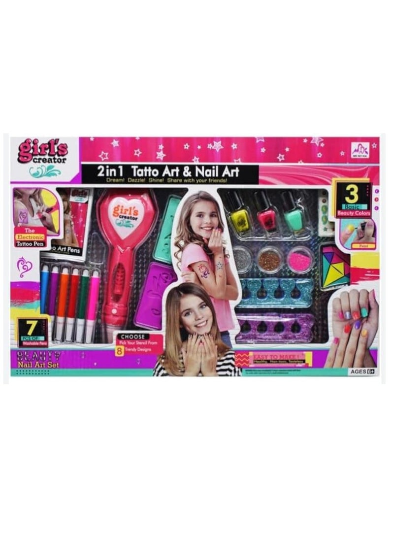 2 in1 Tattoo Art And Nail Art Set