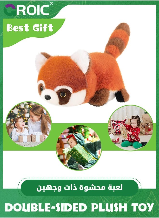 Panda Plush, Soft 2-in-1 Panda and Red Panda Stuffed Animal, 13.7 inch Adorable Stuffed Panda Toys, Reversible Bear Plush Doll Adults Kids for Room Bed, Gift, Panda Plush Toys