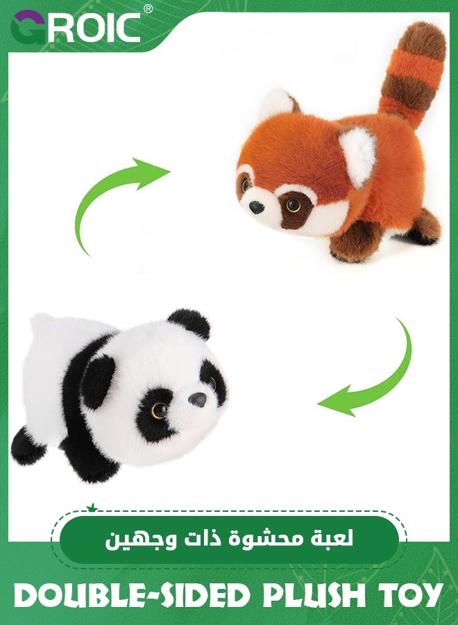 Panda Plush, Soft 2-in-1 Panda and Red Panda Stuffed Animal, 13.7 inch Adorable Stuffed Panda Toys, Reversible Bear Plush Doll Adults Kids for Room Bed, Gift, Panda Plush Toys