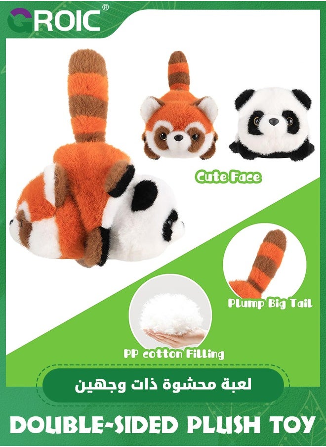 Panda Plush, Soft 2-in-1 Panda and Red Panda Stuffed Animal, 13.7 inch Adorable Stuffed Panda Toys, Reversible Bear Plush Doll Adults Kids for Room Bed, Gift, Panda Plush Toys