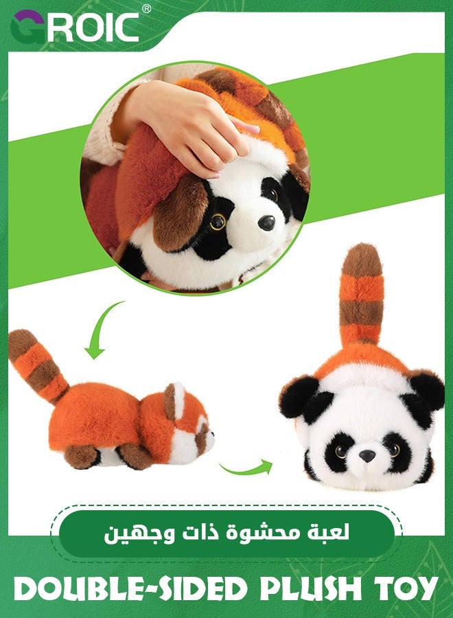 Panda Plush, Soft 2-in-1 Panda and Red Panda Stuffed Animal, 13.7 inch Adorable Stuffed Panda Toys, Reversible Bear Plush Doll Adults Kids for Room Bed, Gift, Panda Plush Toys