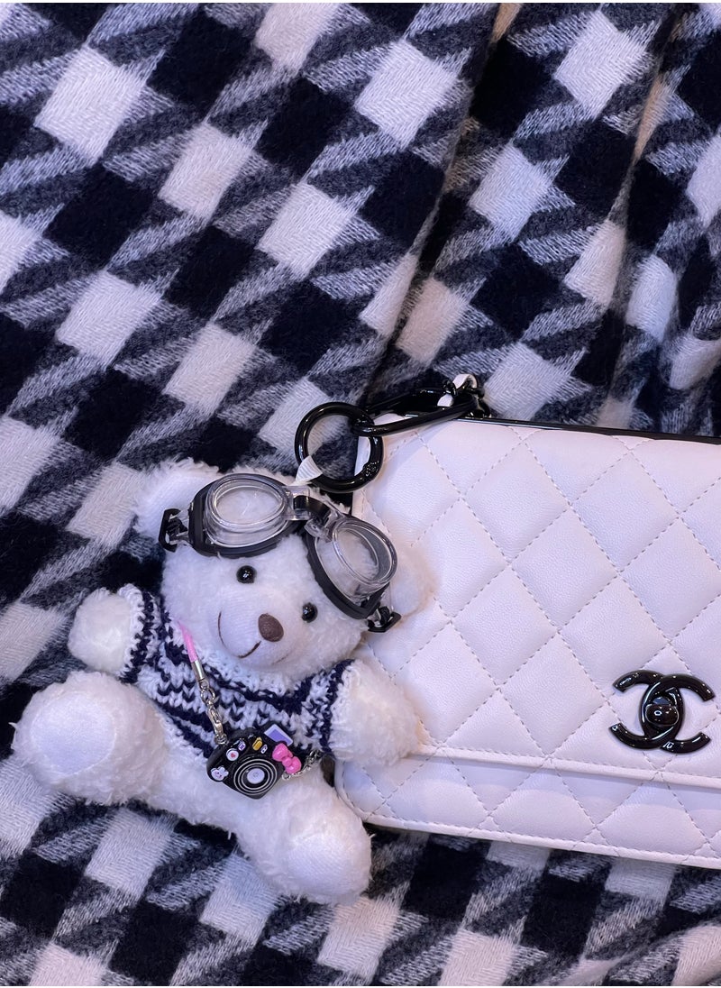 Birthday cute white bear Keychain and Bag charm - Perfect Birthday Gifts and Anniversary Gifts for Family, Sisters, Friends, and Parnter, Birthday and Party Toys for Kids, Soft and Cute Decorations, Fluffy Pendant for Car Key Handbag Backpack(1pc, white)