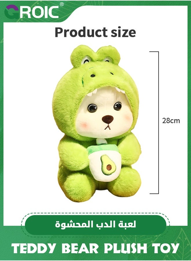 Cute Bear Plush Toy, 28cm Teddy Bear Cross-dressing Crocodile Stuffed Animal Plush, Little Bear Plushies Cute Soft Stuffed, Kawaii Bear Plush Doll Companion Toys Gift for Kids (Crocodile)