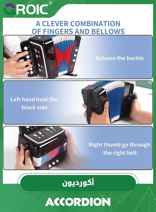 Accordion, Kids Accordion with with 10 Keys Button Accordion Toy,Kids Accordion Instrument Toys,Educational Musical Instrument Toys